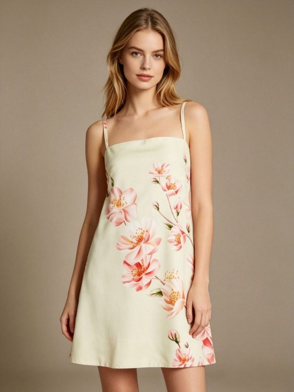 NWOT Farm Rio Linen Blend Floral Print Sleeveless Mini Dress Elastic Waist Sz M